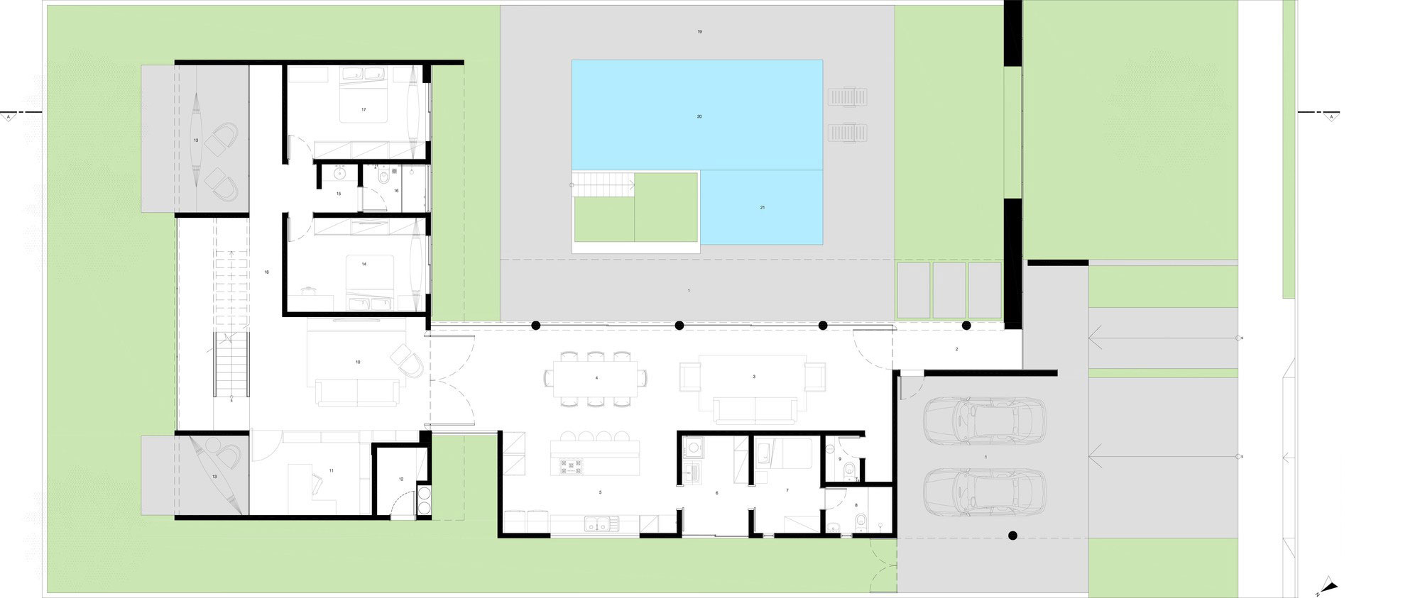 Lombok Architekt - Contemporary Haus mit Swimmingpool Zeichnung 1 